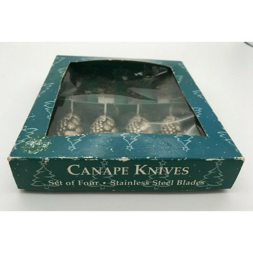 Vintage Cooks Club Canapé Spreader Set Stainless Steel Four Pieces Knives NIB